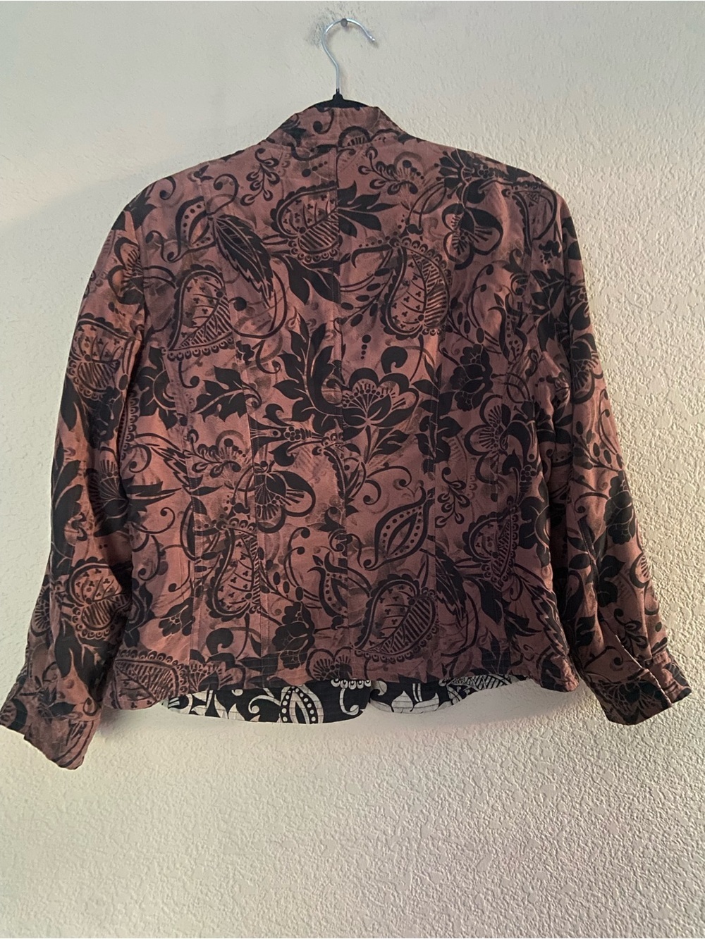 Sigrid Olsen Women's Quilted Jacket 100% Silk Sz 12 Reversible dusty rose black - Picture 3 of 11